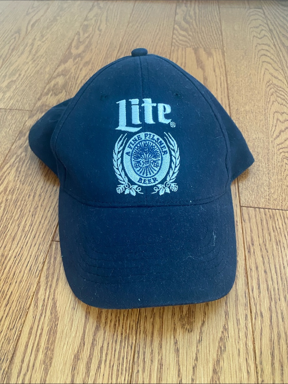 ACME Miller Lite Black Baseball Cap with White Embroidered Logo
